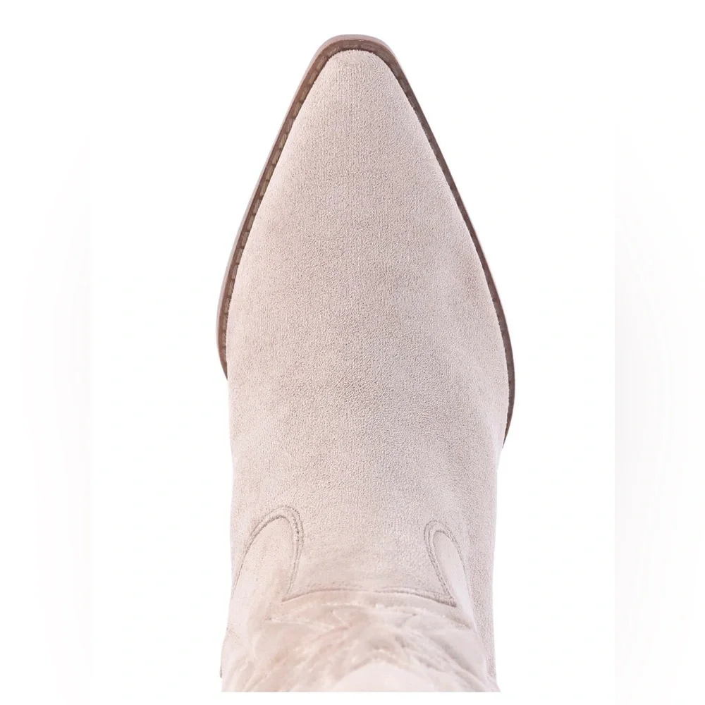 Time and Tru Embroidered Cowboy Boots Sand Faux Suede Wide Sz 8 - Picture 7 of 13